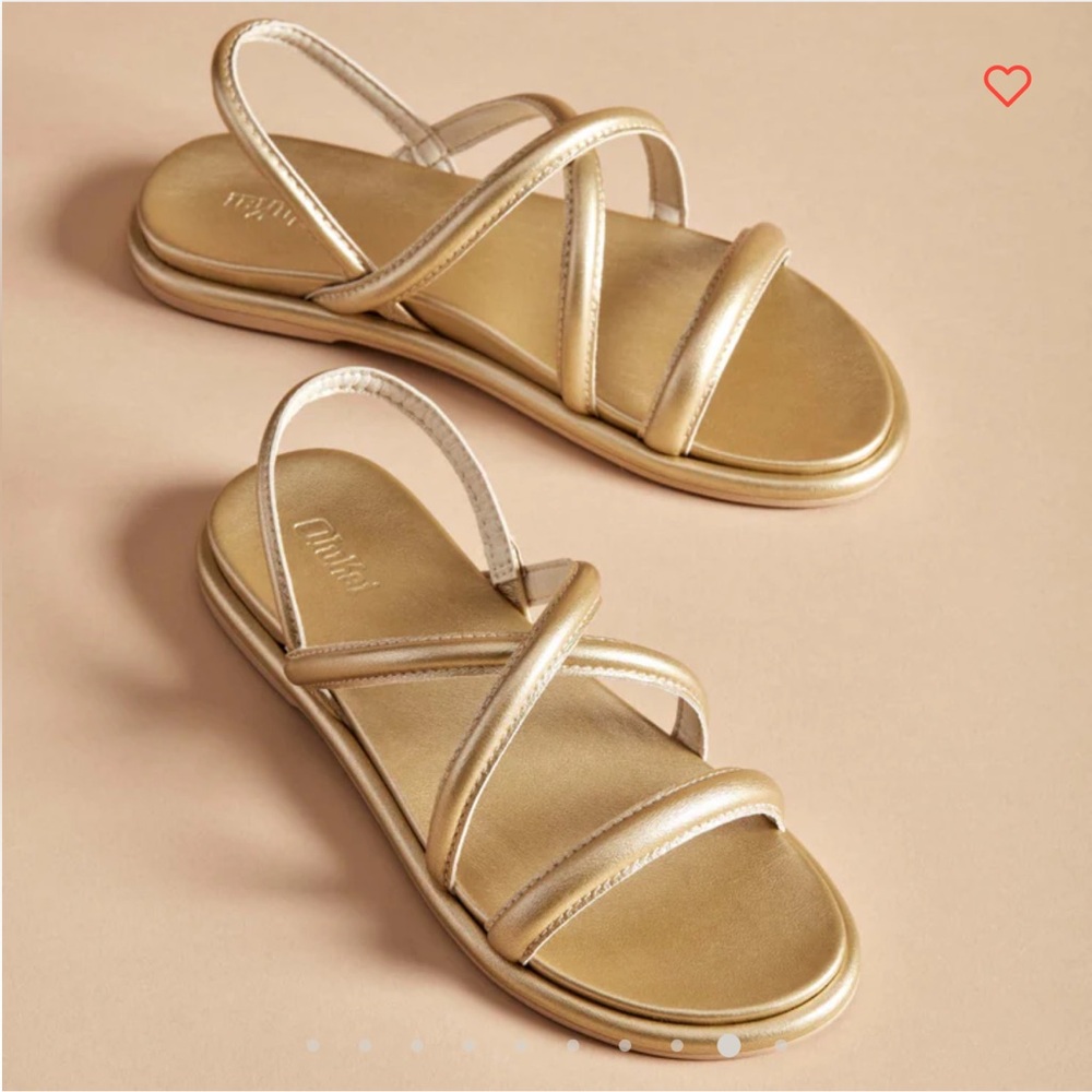 OluKai Metallic Gold Strappy Slide Sandals NWOT Resortwear Summer Sz 8 - Picture 2 of 12